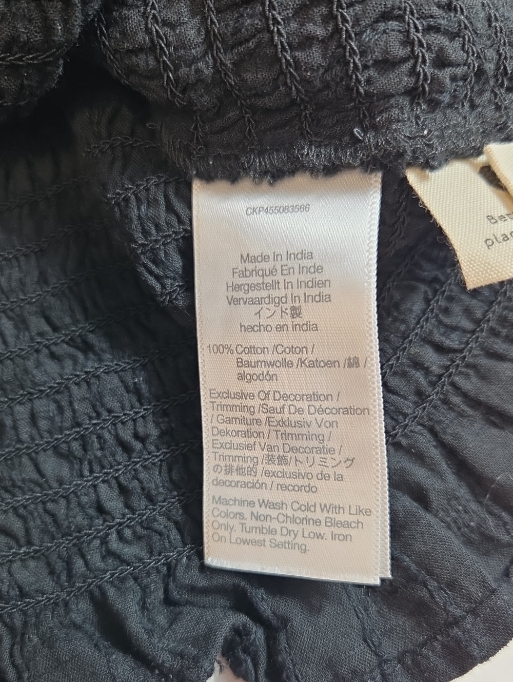 Madewell Black Smocked Ruffle Trim Peasant Top Size L - Picture 7 of 8